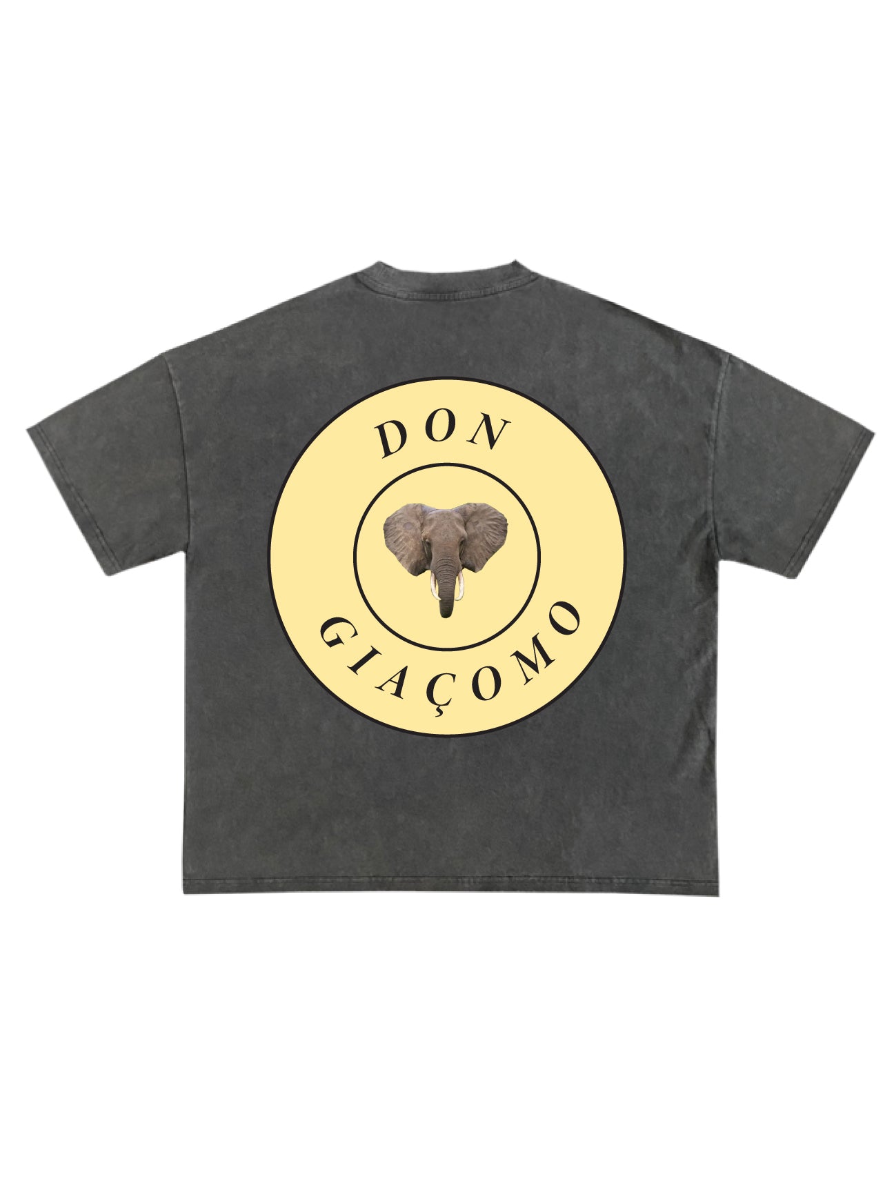 Don Giaçomo Washed Grey Cream Circle Graphic T-Shirt