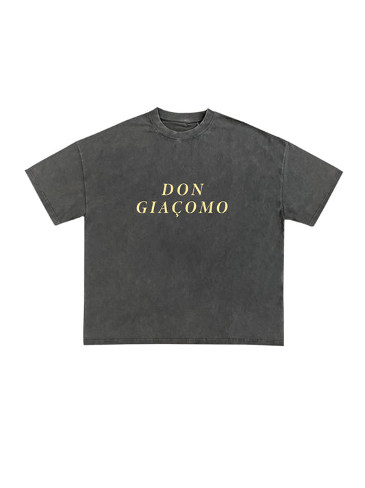 Don Giaçomo Washed Grey Cream Circle Graphic T-Shirt