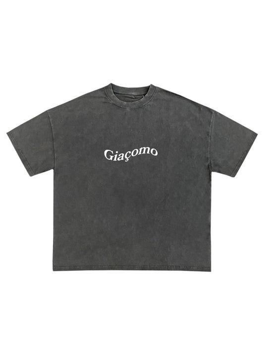 Washed Dark Grey Giaçomo Flag Graphic T-Shirt
