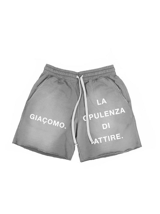GIAÇOMO 'LA OPULENZA DI ATTIRE' Grey Long Washed Cotton Shorts